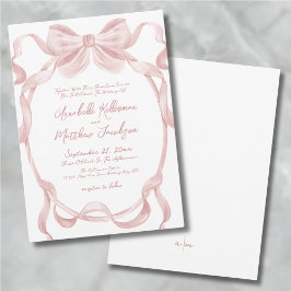 Convite Laço Rosa Elegante e Caprichoso para Casamento