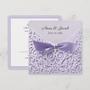 Convite Laço Roxo Em Renda Renovação de Votos de Casamento
