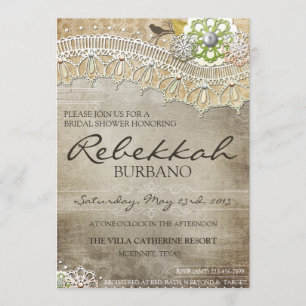 Convite Laço rústico o chá de panela afligido convida