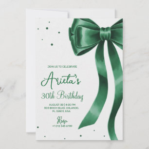 Convite Laço verde e elegante roteiro de aniversário estil
