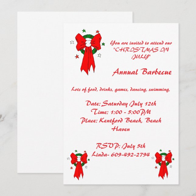 Convite - Laço Vermelho (Frente/Verso)