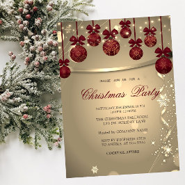 Convite Laço Vermelho Elegante, Festa de Natal da Empresa