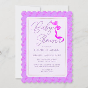Convite Laço Violeta Doce Coquete Elegante Festa de Bebê