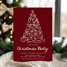 Convite Laços de árvore de Natal caprichosos Cranberry Fer