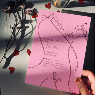 Convite Laços de Fita – Noite moderna de Galentine's para 