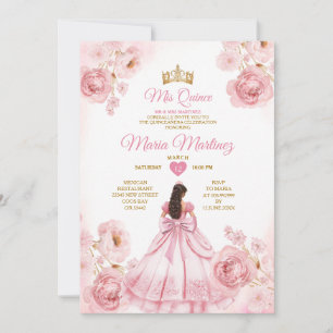 Convite Laços de Fita Rosa em Aquarela Minha Quince