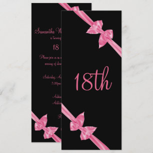Convite Laços de Seda Rosa Elegantes para 18º Aniversário