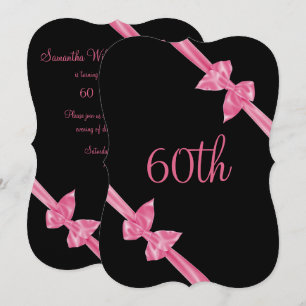 Convite Laços de Seda Rosa Elegantes para Aniversário de 6