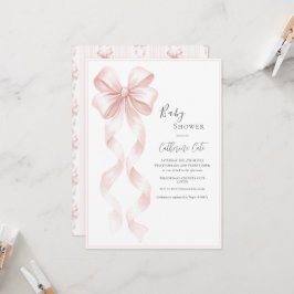 Convite Laços e Fitas Rosa Elegante Bebê