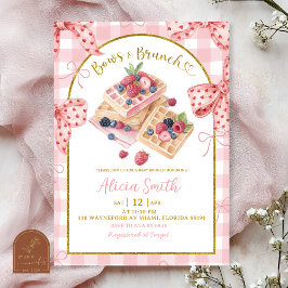 Convite Laços Gingham Rosa E Brunch Baby Shower Brunch
