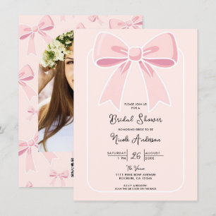 Convite Laços Rosa Cute Coquette Charmoso Chá de Noiva