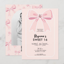 Convite Laços Rosa Fofa Coquete Charmoso Cottage Doce 16