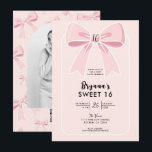 Convite Laços Rosa Fofos Coquette Charmoso Sweet 16<br><div class="desc">Personalize isto para qualquer evento.</div>