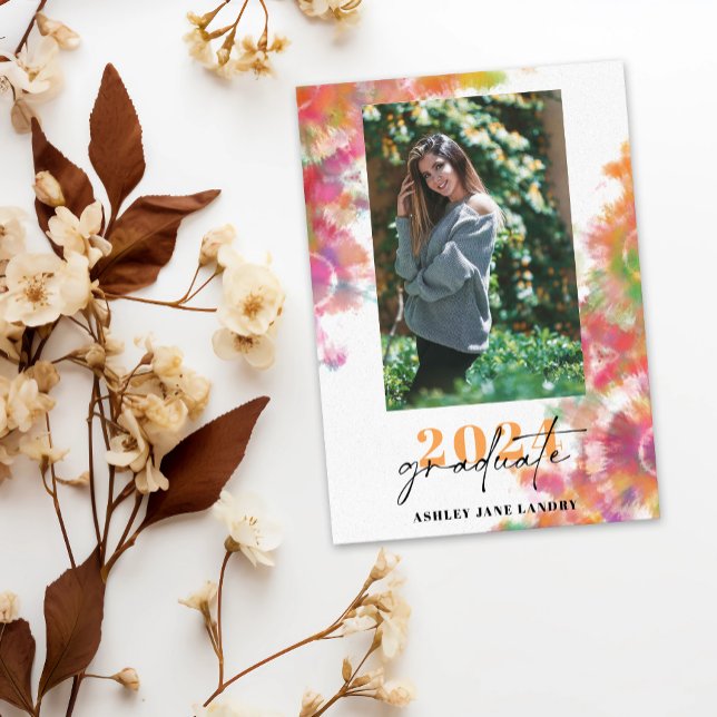 Convite Lacre Graduação Aquarela Vibrante Tie-Dye (Criador carregado)