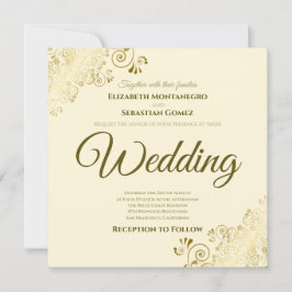 Convite Lacy Dourada no Casamento da Praça Elegante de Ivo