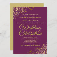 Lacy Dourada no Casamento Elegante Simples e Roxo