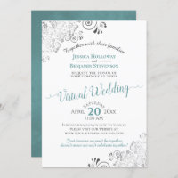 Lacy Silver Teal, Cinzas E Casamento Virtual Branc