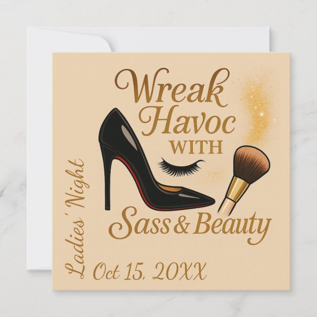Convite Ladies' Night Sass Wreak Havoc Glam Party Invite (Frente)