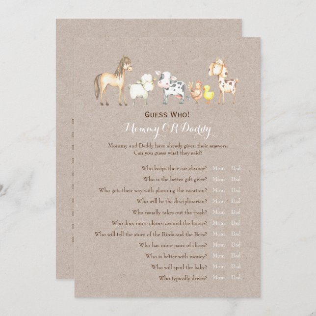 Convite Lado duplo - Desejos dos jogos do Chá de fraldas | (Frente/Verso)