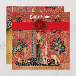 CONVITE LADY E UNICORN MONOGRAM RED WAX SEAL PARCHING