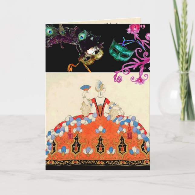 CONVITE LADY ORANGE MARDI GRAS MASCARADA BALL MASSAS (Frente)