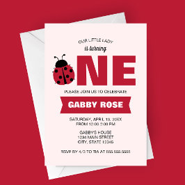 Convite Ladybug First Birthday Invitation
