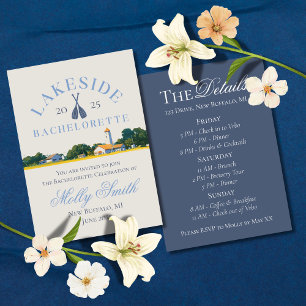 Convite Lago Bachelorette Weekend Blue Itinerário Marítimo