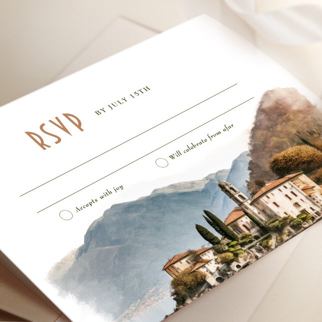 Convite Lago Como Itália RSVP Casamento Inserir Destino (Criador carregado)