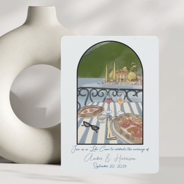 Convite Lago Como Itália Wedding Salvar A Data (Criador carregado)