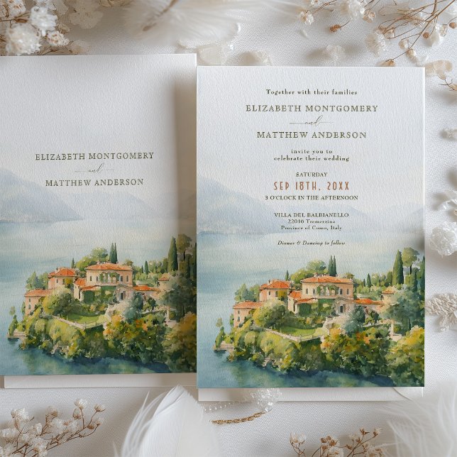 Convite Lago Como Villa del Balbianello Wedding (Criador carregado)