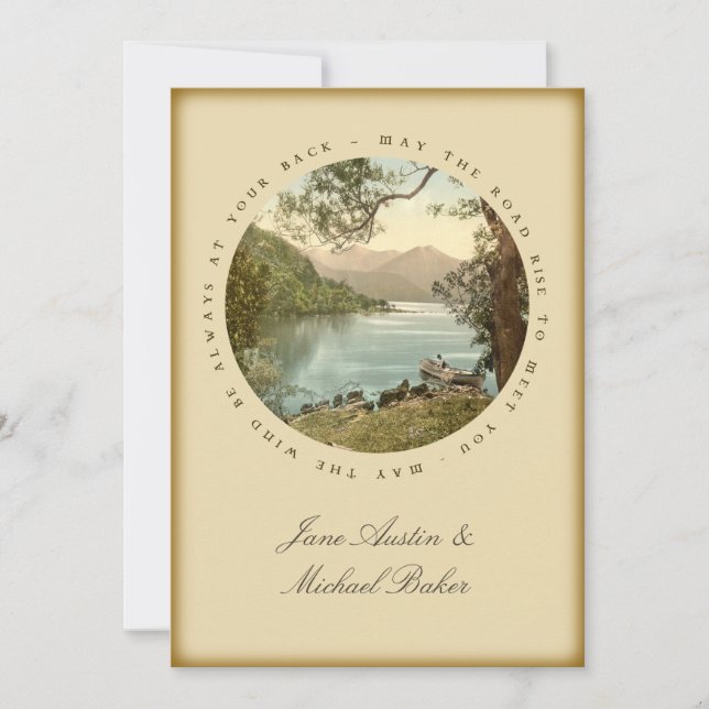 Convite Lago de Casamento Irlandês na Irlanda de Kerry e B (Frente)