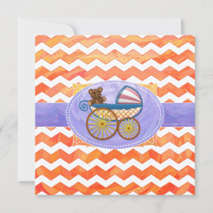 Convite Lago Fire Orange Chevron Baby