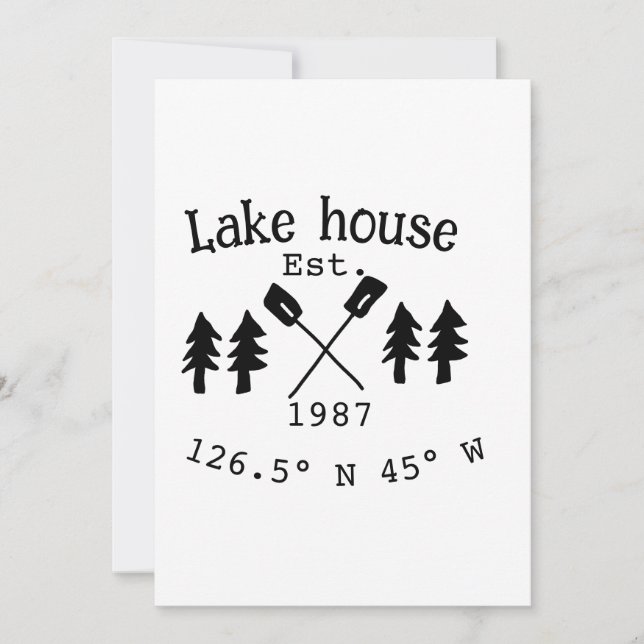 Convite Lago House ets. Data ano em que as coordenadas per (Frente)