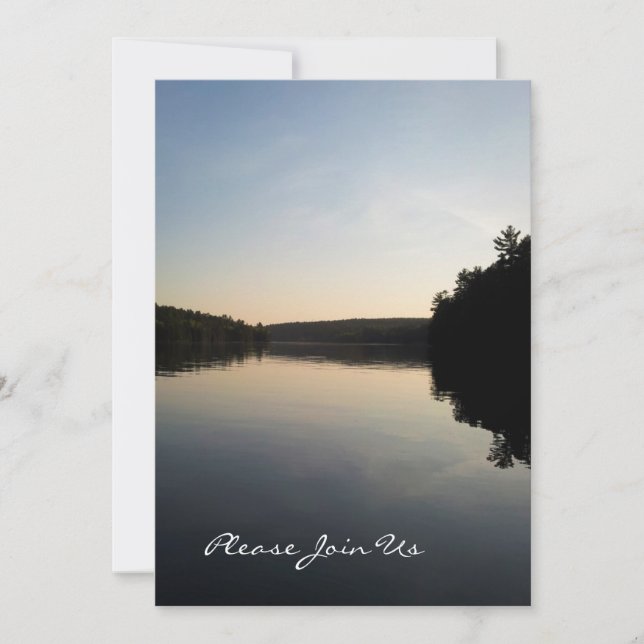 Convite Lago invitations do casamento no por do sol (Frente)