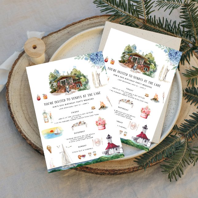 Convite Lago Michigan | Fim de semana de aniversário (Criador carregado)