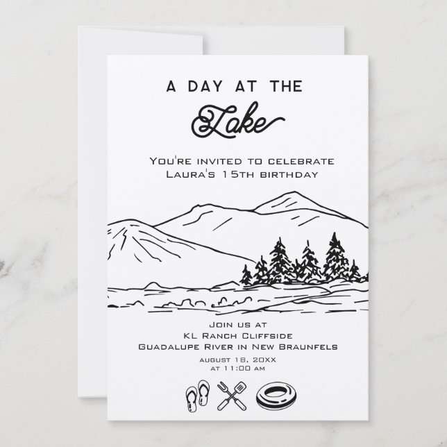 Convite Lago Moderno de Festa de Floresta de Verão do Exte (Frente)