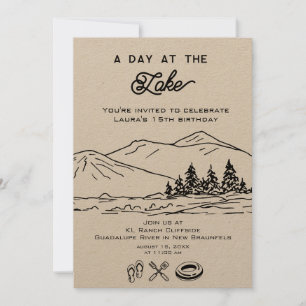 Convite Lago Moderno de Festa de Floresta de Verão do Exte
