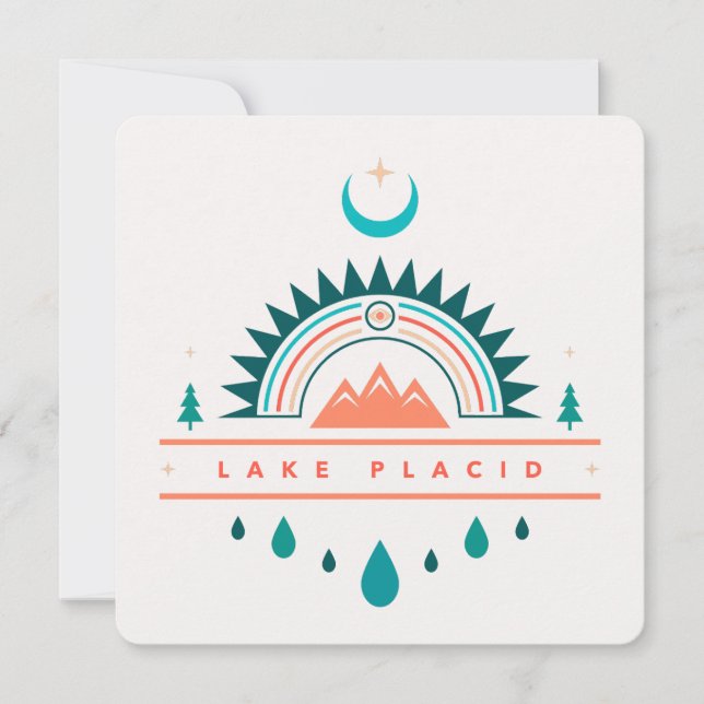 Convite lago plácido boho arco-íris lua (Frente)