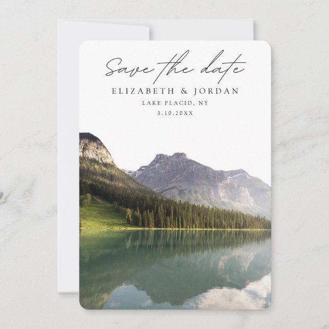 Convite Lago Plácido Nova York Salve o Casamento da Data (Frente)