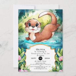 Convite Lago Simples Otter Birthday