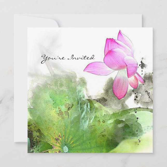 Convite LAGOA LOTUS l arte da pintura da escova do chinês (Frente)