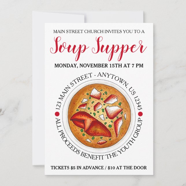 Convite Lagosta Bisque Sopa Maine ME Festival de Comidas F (Frente)