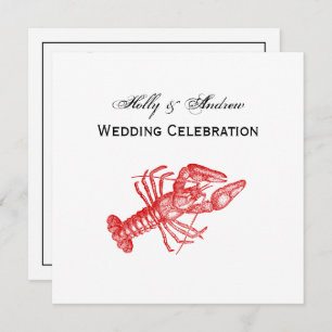 Convite Lagosta Vermelha Vintage #1 Desenho