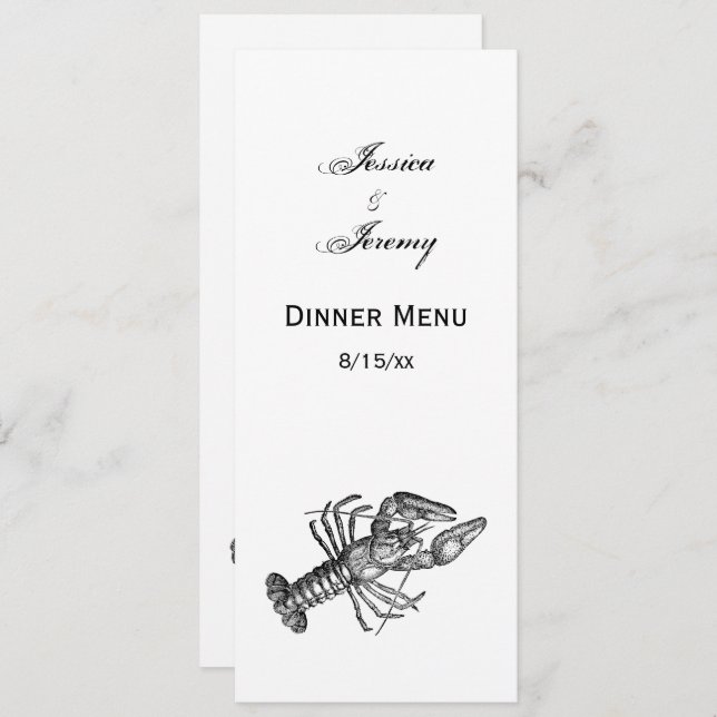 Convite Lagosta Vintage #1 Desenho (Frente/Verso)