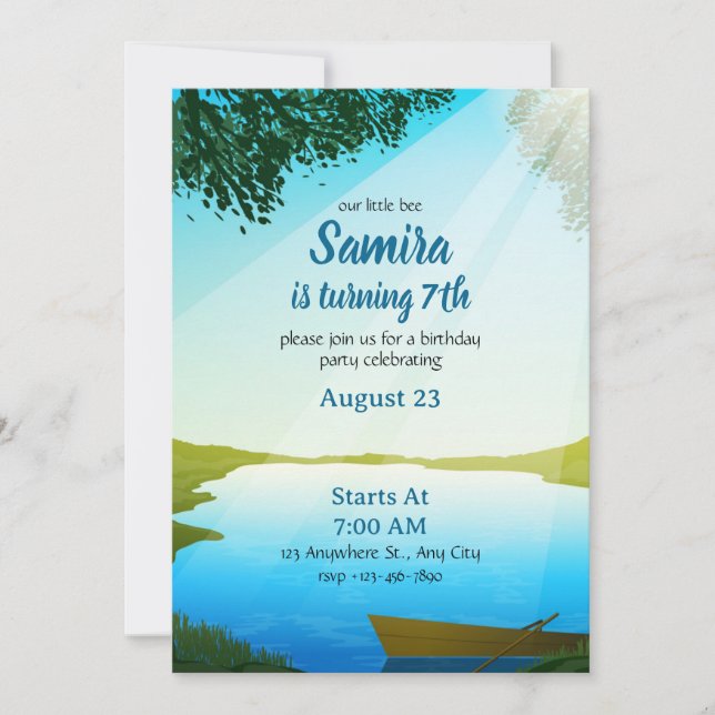 Convite Lake Birthday invitation template River bday (Frente)