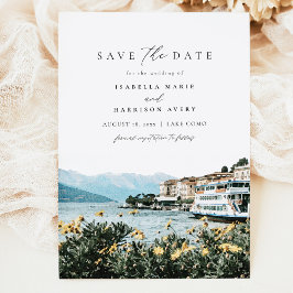 Convite LAKE COMO Watercolor Itália Skyline Salvar Data I