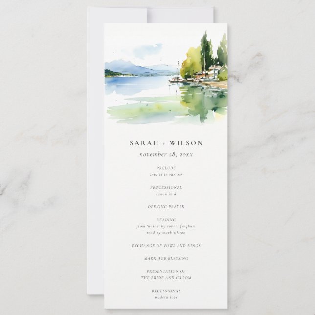 Convite Lake Geneva Switzerland Landscape Wedding Program (Frente)