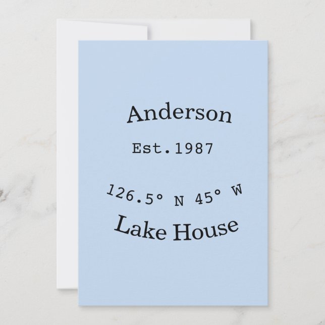 Convite Lake house ets. Date year custom coordinates add n (Frente)