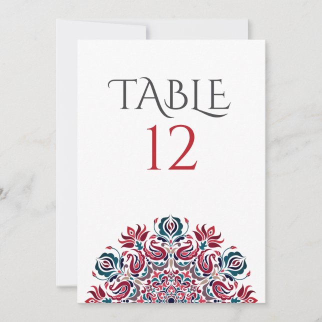 Convite Lake Swan Lotus Flowers Mandala Table Number (Frente)