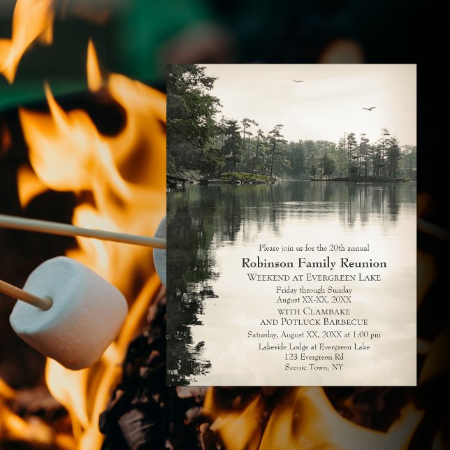 Convite Lakeside Camping Family Reunion Jamboree Barbecue (Criador carregado)